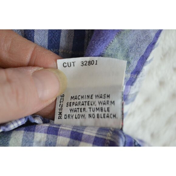 Guess Women's Small Purple Plaid Sleeveless Hooded Button Down Shirt - Picture 11 of 12